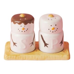 Magenta Marshmallow Salt & Pepper Shakers on Cracker Tray
